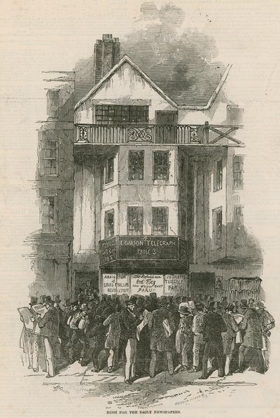 Ruée pour le journal quotidien au bureau du Daily Telegraph - English School