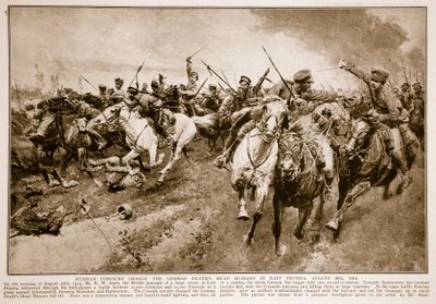 Cosaques russes chargeant les hussards de la mort allemands, 1914-19 - English School
