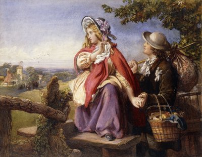 Amoureux Rustiques Traversant un Style, c.1860 - English School