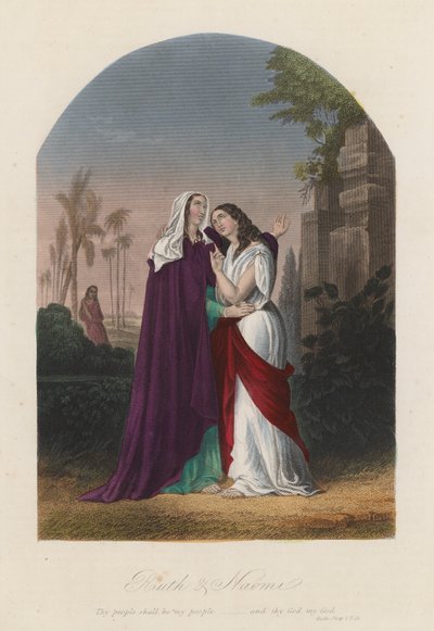 Ruth et Naomi (gravure en couleur) - English School