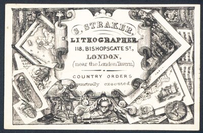 S Straker, lithographe, carte de visite - English School