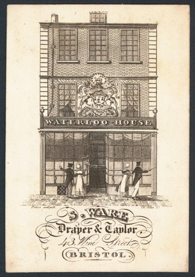 Carte de visite de S Ware, drapier et tailleur - English School