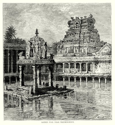 Piscine sacrée près de Trichinopoly (gravure) - English School