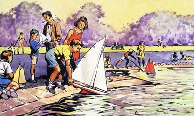 Voiliers dans le Round Pond, Kensington Gardens - English School
