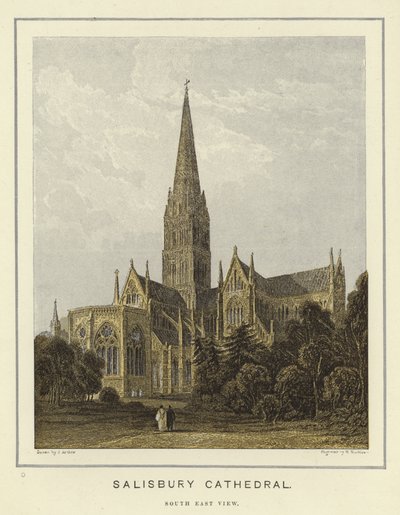 Cathédrale de Salisbury, vue sud-est - English School