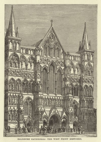 Cathédrale de Salisbury, façade ouest restaurée - English School