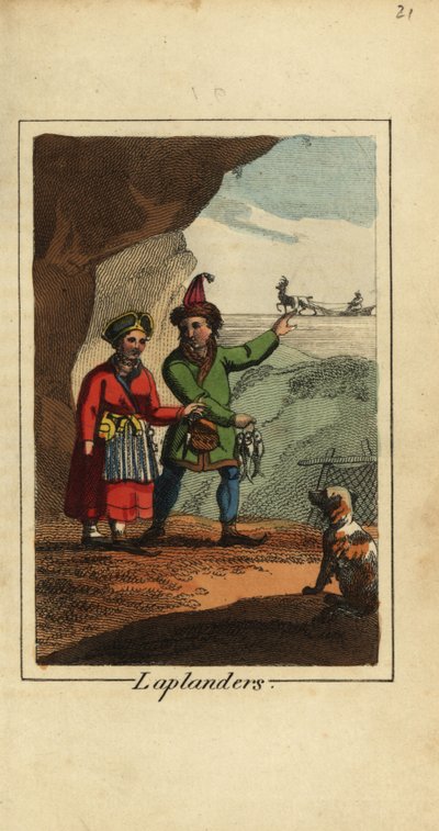Peuple Sami, Lapons, homme et femme de Laponie - English School