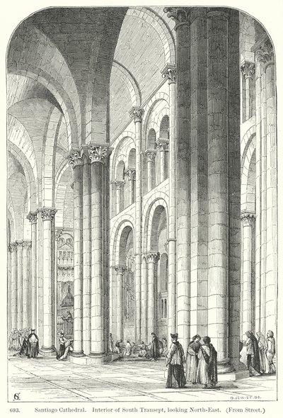 Cathédrale de Santiago. Intérieur du transept sud, en regardant vers le nord-est (gravure) - English School
