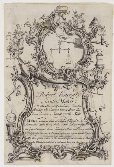 Fabricant de balances, Robert Vincent, carte de visite - English School