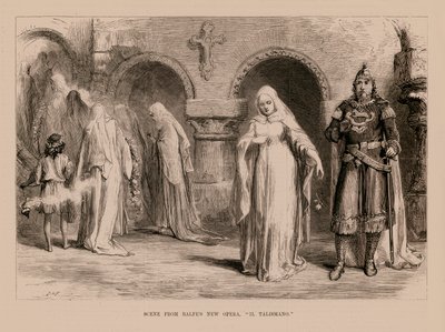 Scène du nouvel opéra de Balfe, "Il Talismano" (gravure) - English School