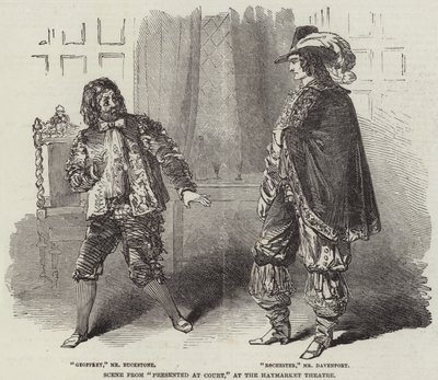 Scène de Présenté à la Cour, au Théâtre Haymarket - English School