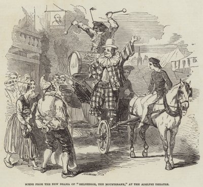 Scène du nouveau drame "Belphégor, le saltimbanque," au théâtre Adelphi - English School