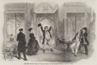 Scène du nouveau drame "Le Génie du Mal," au théâtre Haymarket - English School