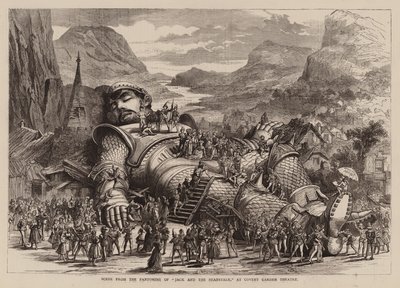 Scène de la pantomime "Jack and the Beanstalk", au Covent Garden Theatre (gravure) - English School