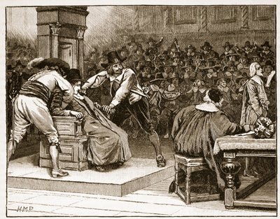 Scène à la Chambre des communes : le président contraint, illustration de Cassells Illustrated History of England - English School