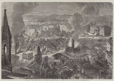 Scène du grand incendie à Limoges, France - English School