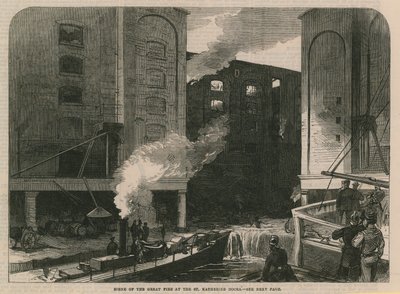 Scène du grand incendie aux docks de St Katherine - English School