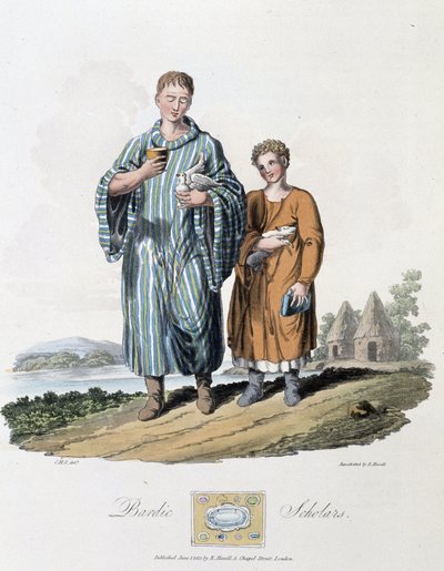 Écolier et son maître - dans « Celtes et Goths, coutumes des habitants des îles britanniques du début du 6e siècle et des nations gothiques de la côte ouest de la Baltique », par S.R. Meyrick et Ch. Smith - English School