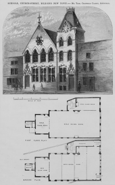 Écoles, Church-Street, Mile-End New Town (gravure) - English School