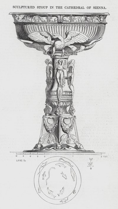 Bénitier sculpté dans la cathédrale de Sienne - English School