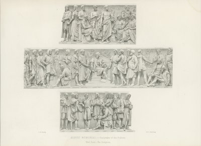Sculptures sur le podium de l