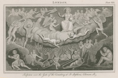 Sculpture au-dessus de la porte du cimetière de Saint-Étienne - English School