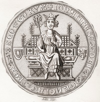 Sceau de John Balliol, c. 1249 – 1314, alias Toom Tabard, roi des Écossais. De Iconographia Scotica ou Portraits de Personnes Illustres d