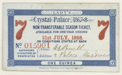 Abonnement pour le Crystal Palace, Londres, 1867-1868 - English School