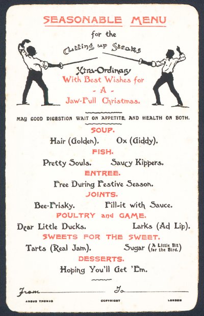 Menu de saison, Carte de Noël - English School
