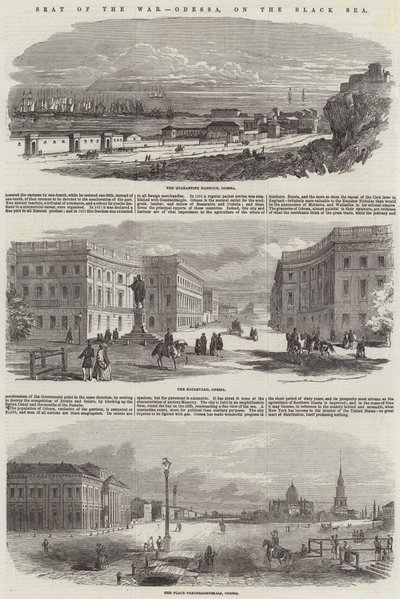 Le siège de la guerre, Odessa, sur la mer Noire (gravure) - English School