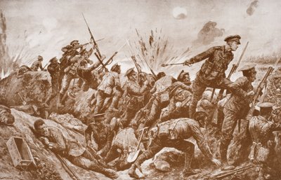 Sous-lieutenant G.H. Woolley dans la défense de la colline 60 avec ses hommes - English School