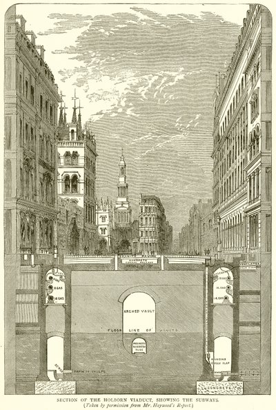 Section du Holborn Viaduct, montrant les métros - English School