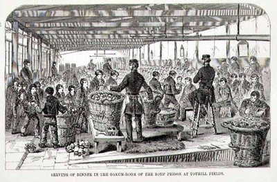 Service du dîner dans la salle de chêne de la prison des garçons à Tothill Fields, de 
