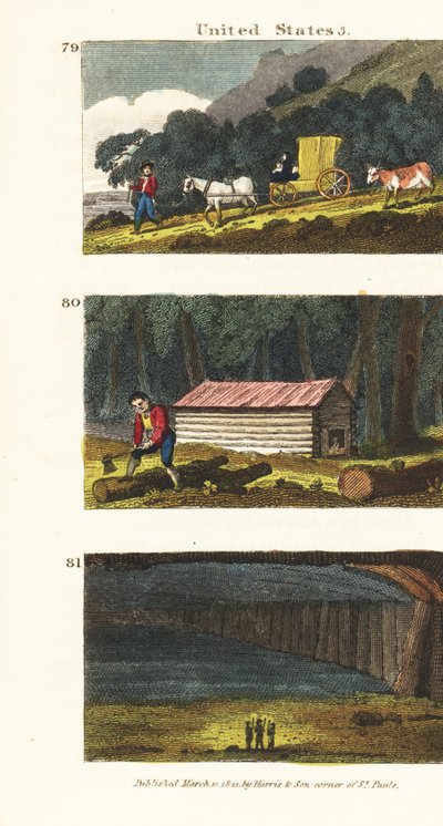 Colons dans un chariot voyageant vers les États de l