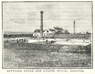 Bassins de décantation et salle des machines, Barking (gravure) - English School