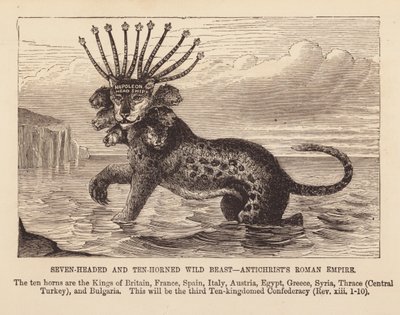 Bête sauvage à sept têtes et dix cornes (gravure) - English School