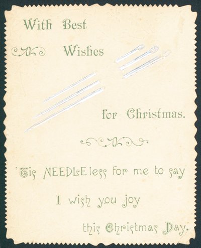 Aiguilles à coudre, carte de Noël - English School