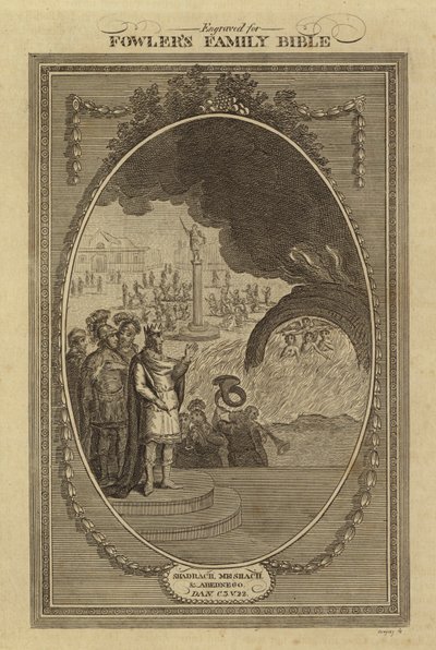 Shadrach, Meshach et Abednego, Daniel, Chapitre 3, Verset 22 (gravure) - English School
