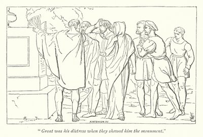 Périclès, prince de Tyr de Shakespeare; Cléon montre à Périclès la tombe de Marina - English School