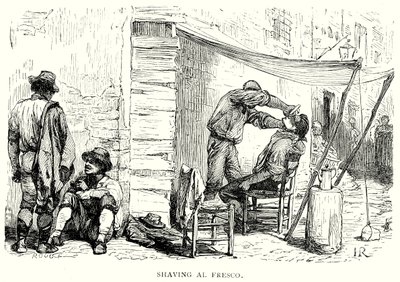 Shaving Al Fresco (gravure) - English School