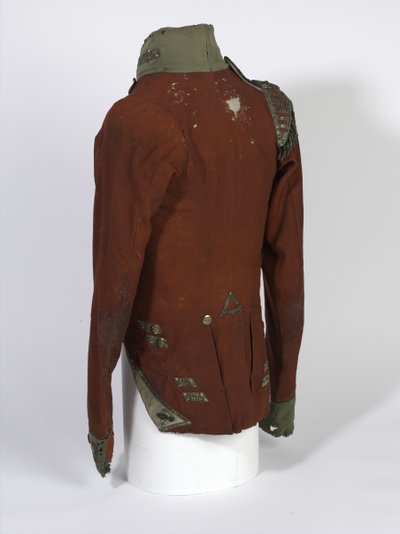 Habit à queue courte, officiers de la compagnie légère, 2e Bn 69e régiment (South Lincolnshire), porté pendant la campagne de Waterloo par le Lt Henry Anderson, vers 1815 - English School
