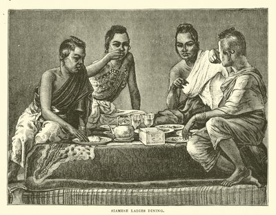 Dames siamoises dînant - English School