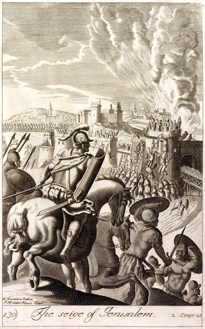 Siège de Jérusalem par Nabuchodonosor II de Babylone, 597 av. J.-C. (gravure) - English School