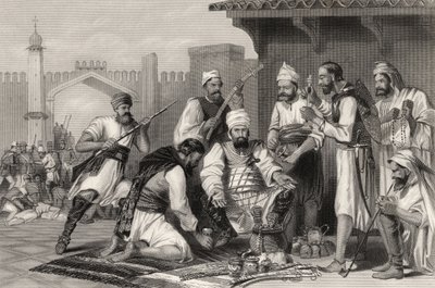 Troupes sikhes partageant le butin pris aux mutins, de 