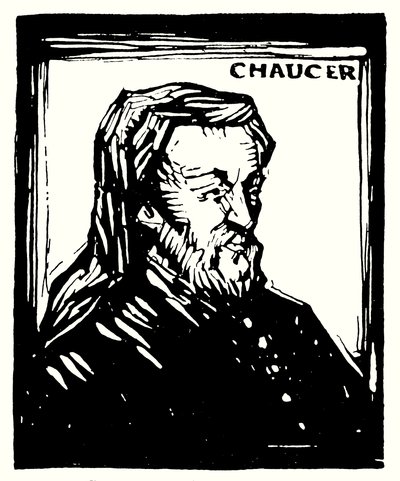 Portrait en silhouette, Geoffrey Chaucer - English School