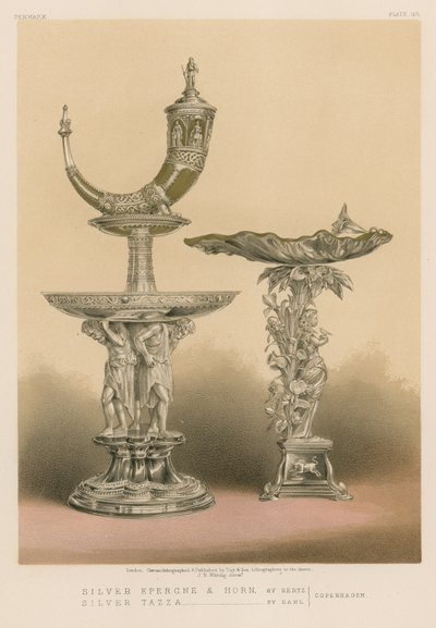 Épergne en Argent et Corne; Tazza en Argent - English School