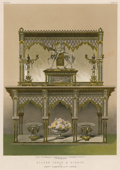 Table en argent et miroir - English School