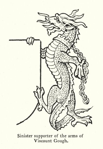 Support sinistre des armoiries de Vicomte Gough (gravure) - English School