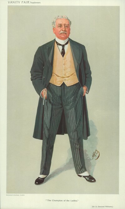 Sir A Osmond Williams, Le Champion des Dames, 1er décembre 1909, caricature de Vanity Fair - English School