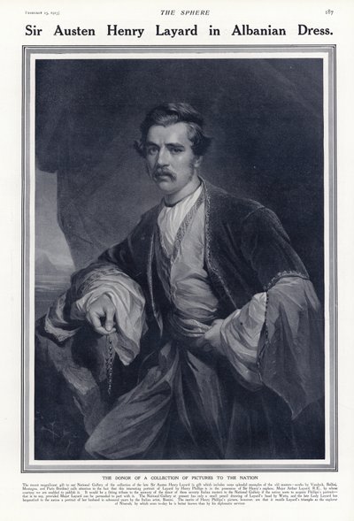 Sir Austen Henry Layard en costume albanais - English School